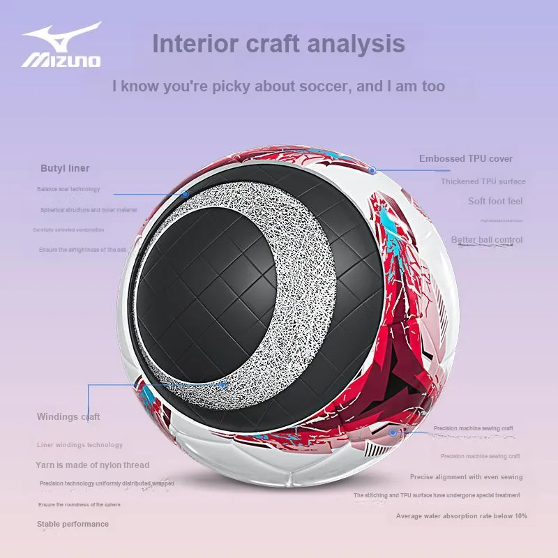 Mizuno Size 5 Ball Soccer TPU Machine Stitched Soccer Ball Unisex-11