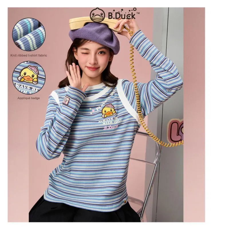B.Duck T Shirt Women's Blue Stripes-1