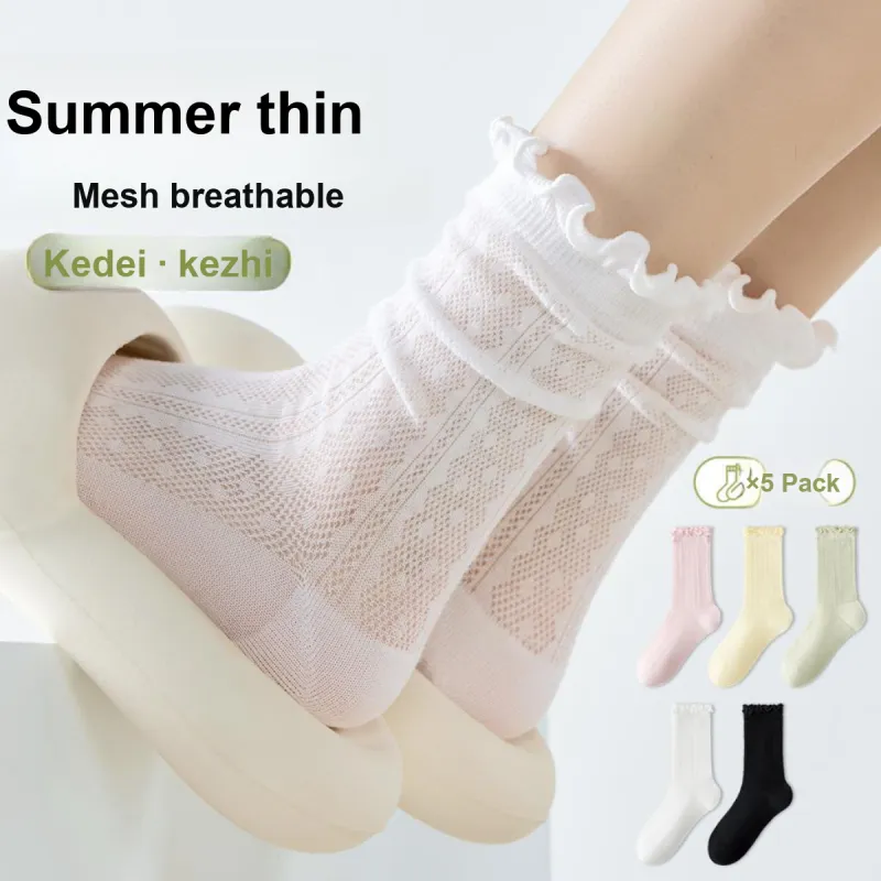 MIIOW Mid Calf Socks Women's 5 Pack-1