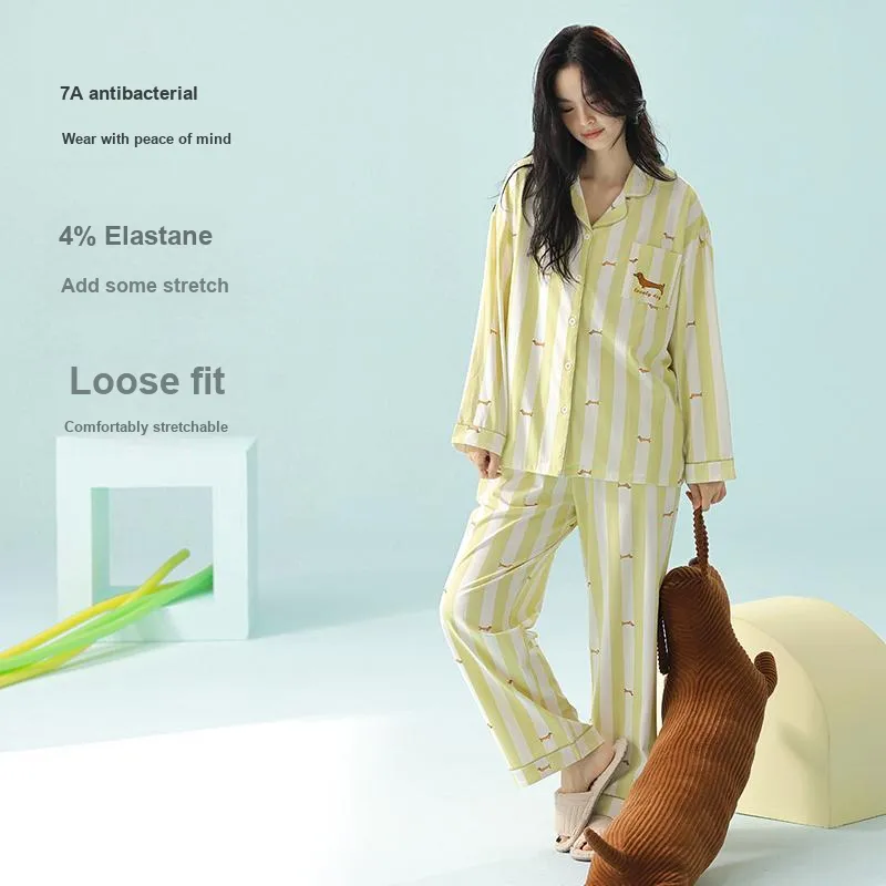 WANANNI Pajama Set Women's Yellow Green-1