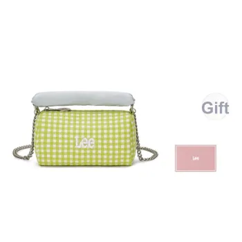 Lee Fabric Chinese Steamed Bun Bag, Handbag, Shoulder Bag, Crossbody Bag Large Size Women's Green Plaid