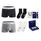 Long Staple Cotton[Black+Gray]+[100% cotton Crew Socks × 2 Pack]Gift Box Set