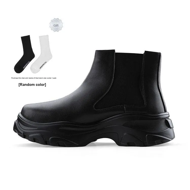 HANQIAORIJI Black Blood Series Short Chelsea Boots Men's Black