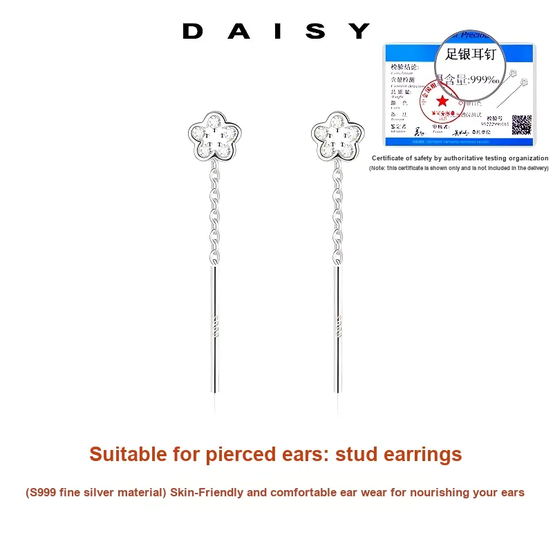Daisy Dream 999 Fine Silver Earrings Women's-2