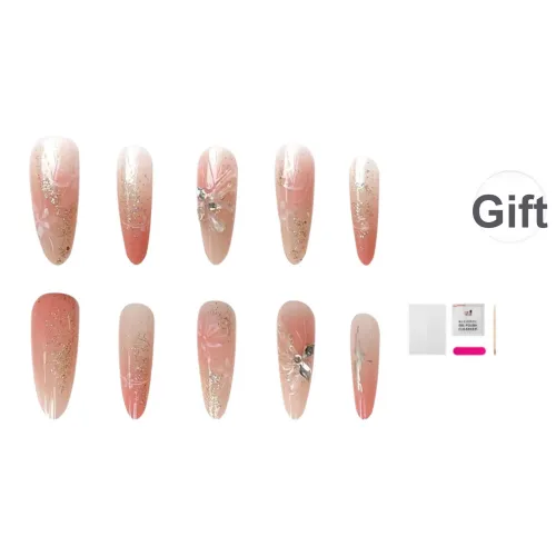 JIABITU Смешанная Бабочка False Nail Миндаль Градиент Телесный Стиль Instagram 17 мм