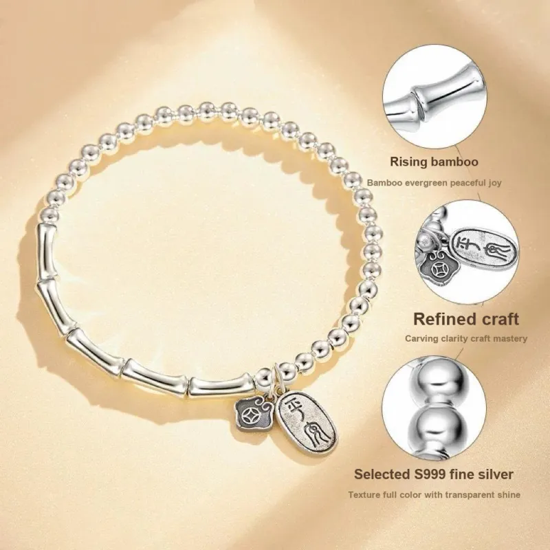 U state S 999 Fine Silver Pure Silver Bracelets Women's-2