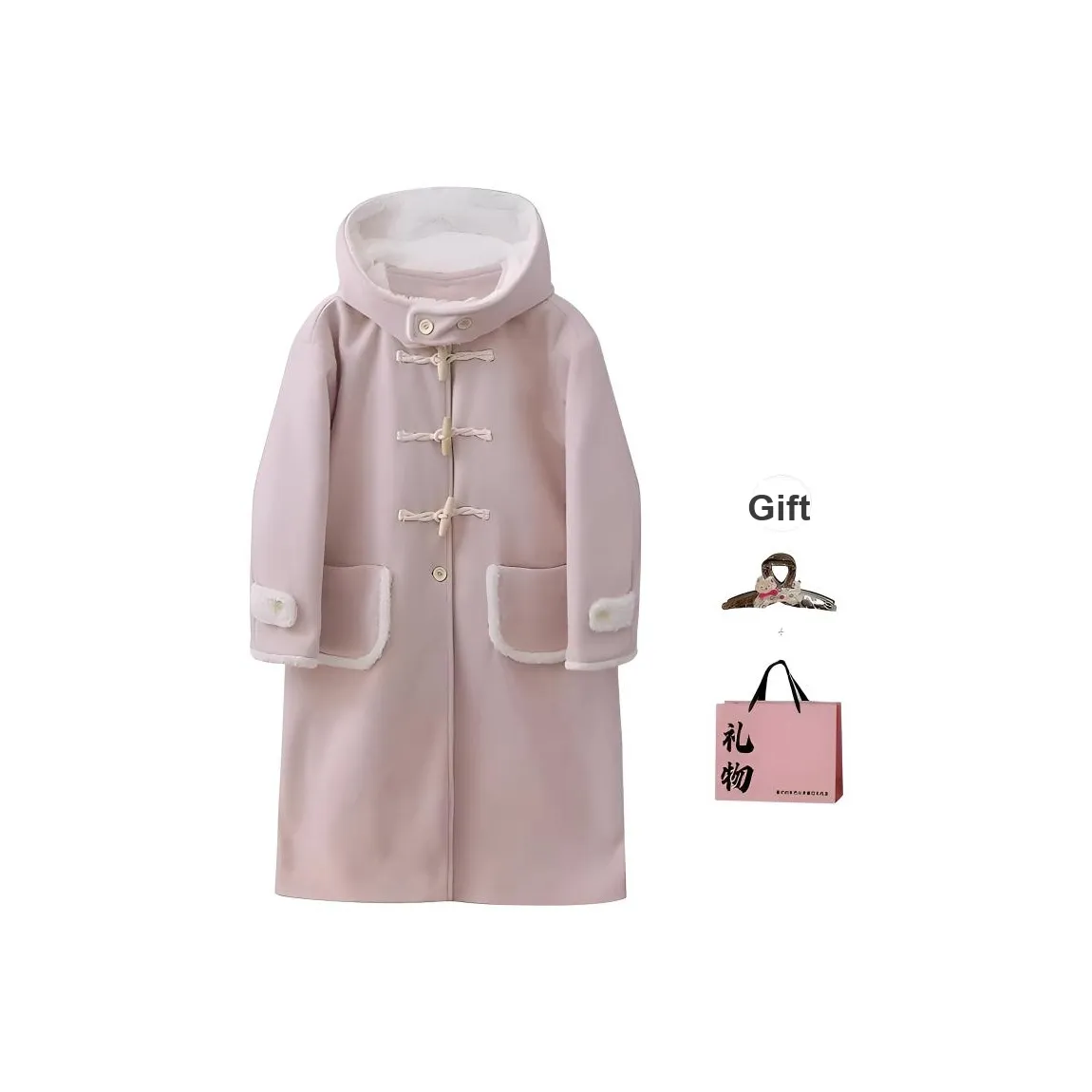 Princess Berdele Розовый В комплекте с заколкой-крабом + эксклюзивная сумка для покупок Женское пальто