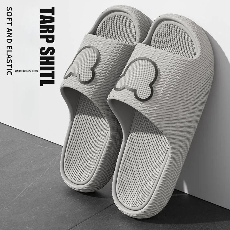 Foot Recreation Minimalist Style Cartoon Bear Solid EVA Slippers, Summer Slip Resistant Slippers, Unisex, Home Slippers-2