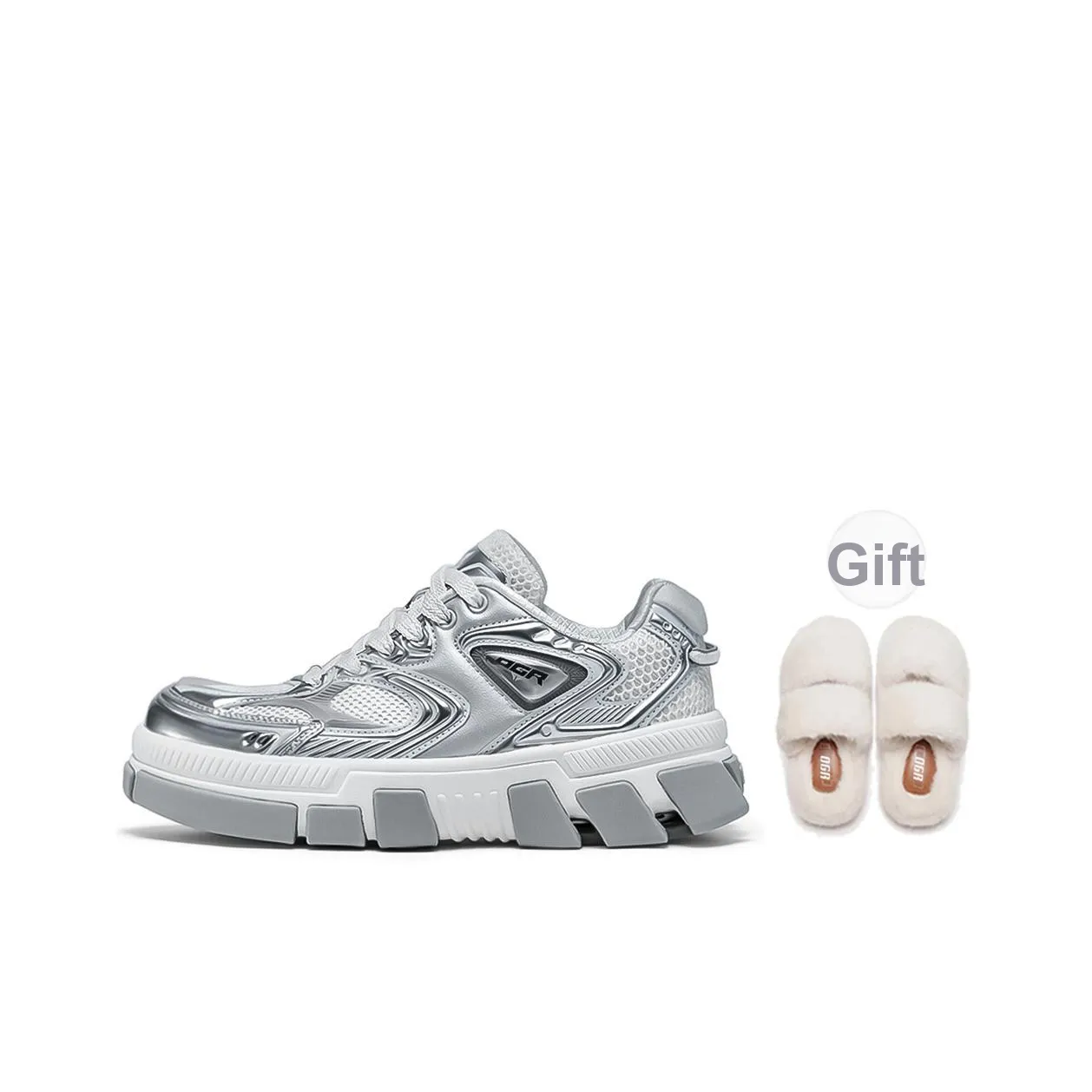 OGR Scratch Mark Серебряный Дышащий Увеличение Низкий Топ Скейтборд Кроссовки Унисекс Белый Серебряный