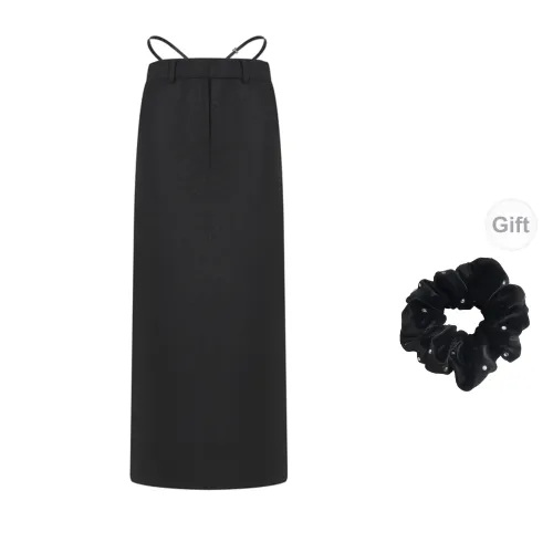 Three Quarters Casual Long Skirts Women's Black