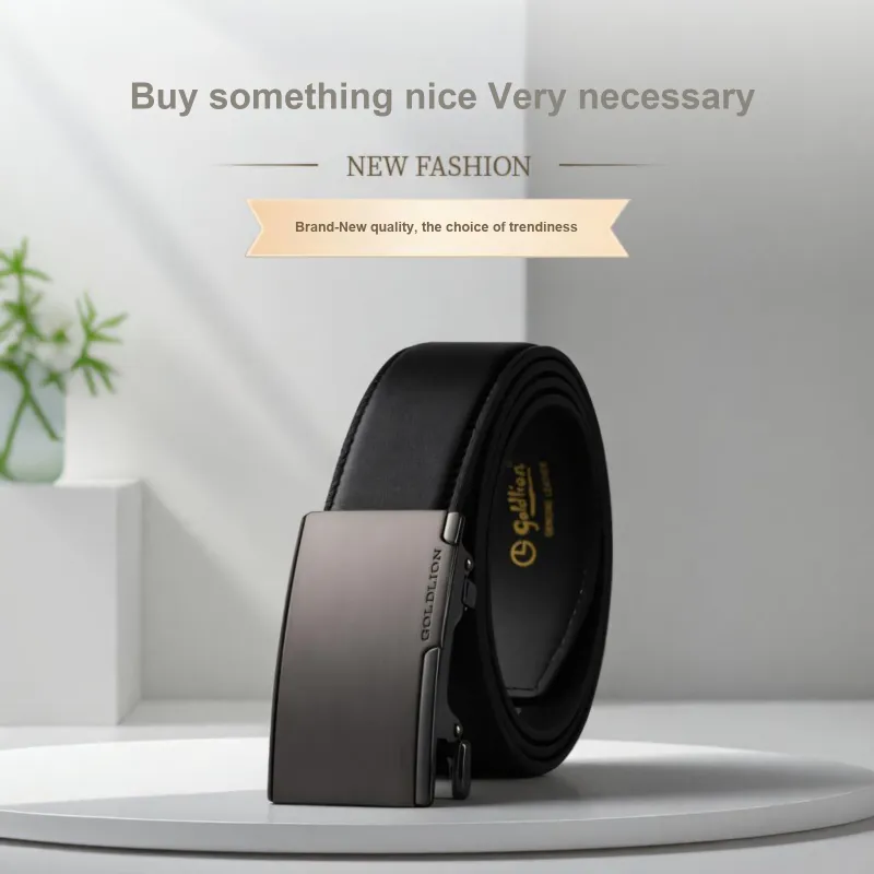 GOLDLION Cow Leather Belts Men's Gunmetal 3.5cm-11