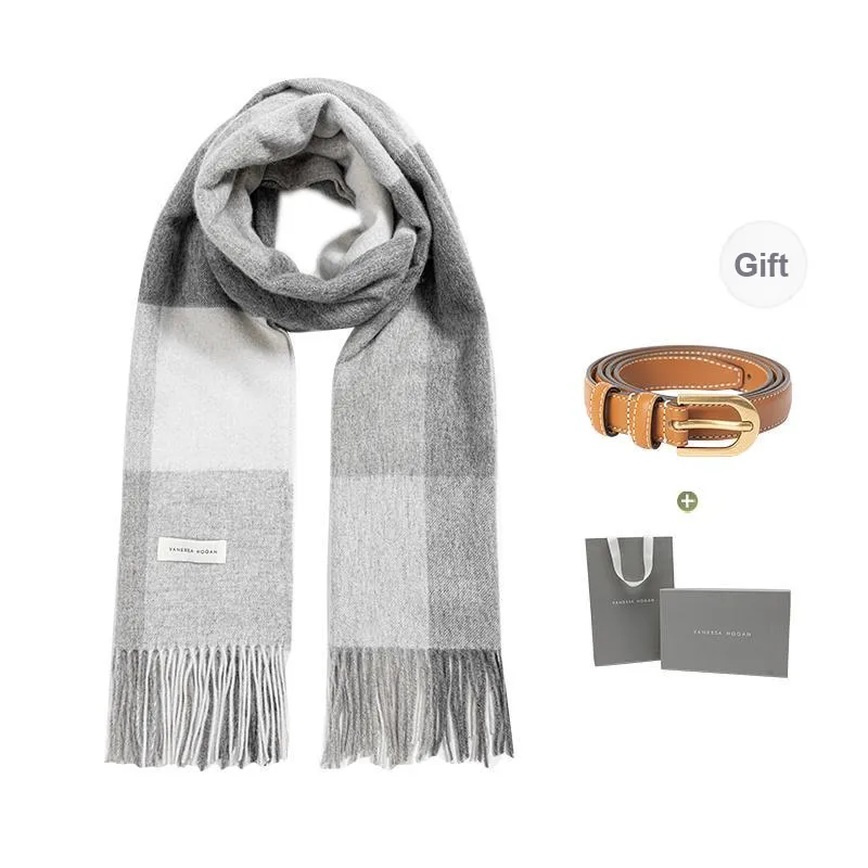VANESSA HOGAN 100% Australian Wool Plaid Plush Yarn Shawl Cloak Unisex-16