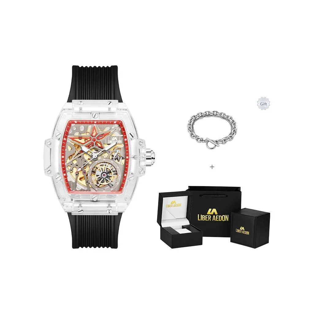 LIBER AEDON Mechanical Movement Skeleton Dial Men's Watches