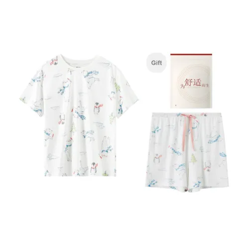 Red Beans At Home Pajama Set Women's Ecru