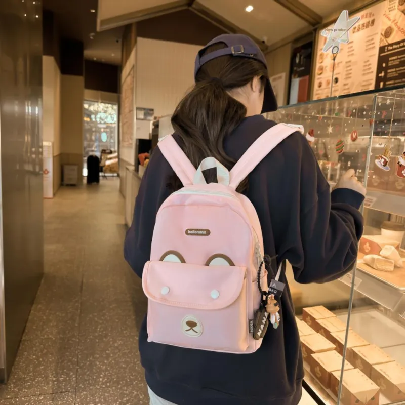 URBAN FOREST Nylon Backpack Unisex Orange/Khaki/Blue/Pink/Black-19