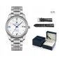 Silver Case White Dial Steel Band[Genuine Leather Strap+Black Box]