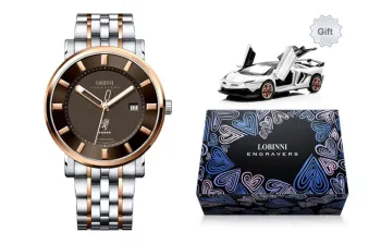 LOBINNI L Automatic Mechanical Movement Stainless Steel Watchband Watch Men's Watches Black Dial