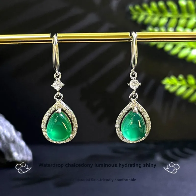 Love Chalcedony Jade Earrings Women's-1