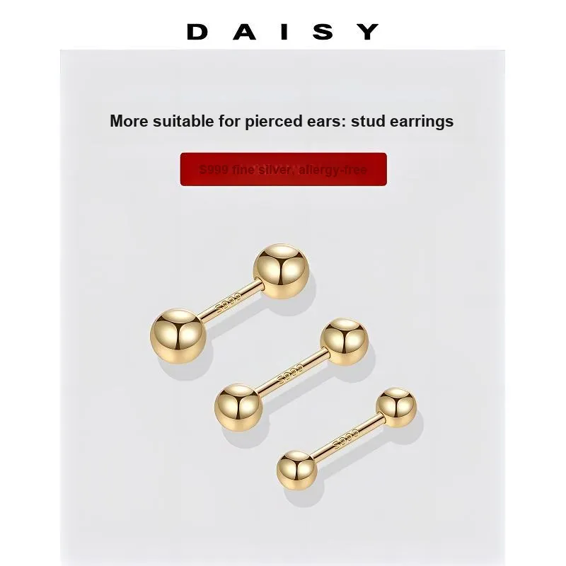 Daisy Dream 999 Fine Silver Stud Earrings Unisex-4