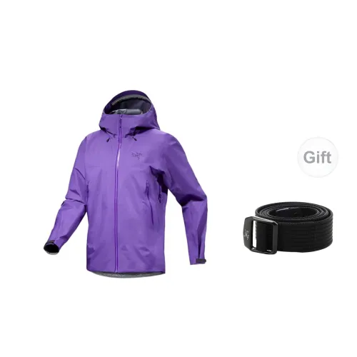 Arcteryx Alpha Series Windbreaker Jackets Men Silver Dream Purple Includes Belt Size L