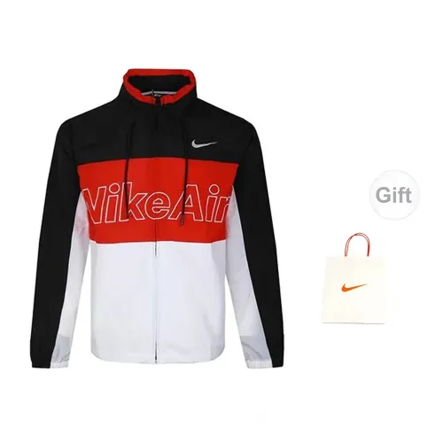 Nike Jackets Men Red, Black, And White Patchwork+Gift Bag