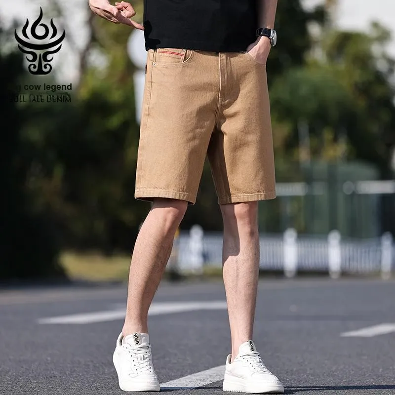 DANIUCHUANSHUO Summer Denim Shorts Men's Dark Khaki-4