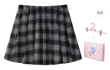Tokyo Season Casual Short Skirts Spring And Fall Women's Gift Box Set Black Gray Plaid Skirt