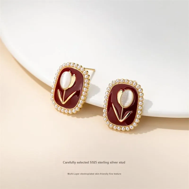 QLADY S925 Silver Stud Earrings Women's-3