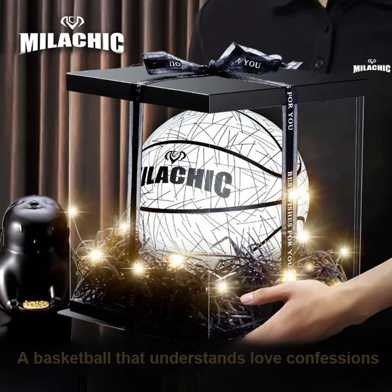 MILACHIC PU Basketball Glow In The Dark White Size 7 Ball Training Unisex-1