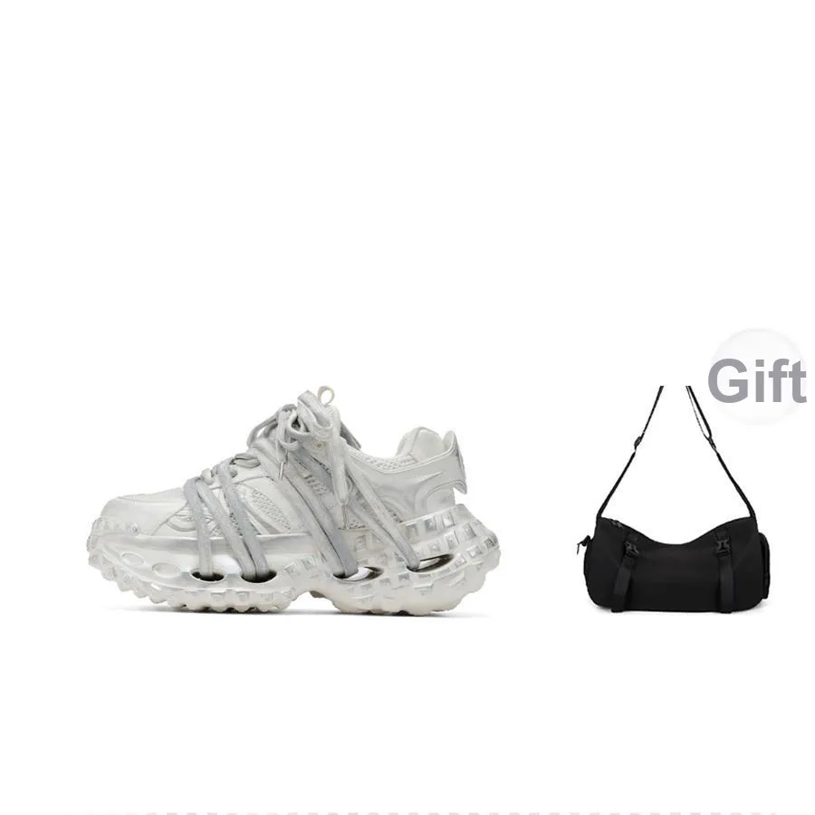 FAIRWHALE Chunky Sneakers Unisex Low Top Black/White