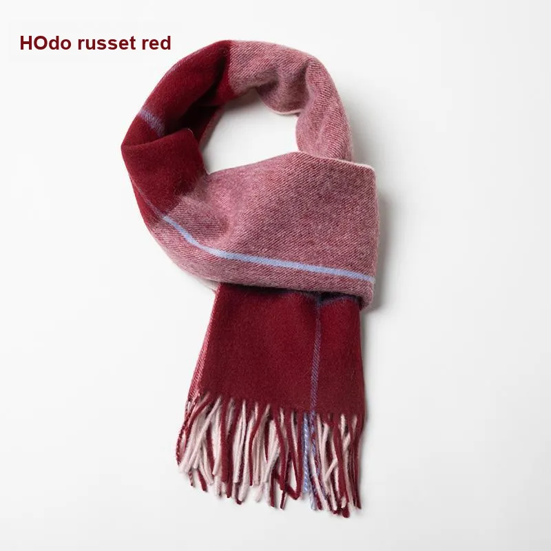 Red Bean 100% Wool Knit Scarves Women's-3