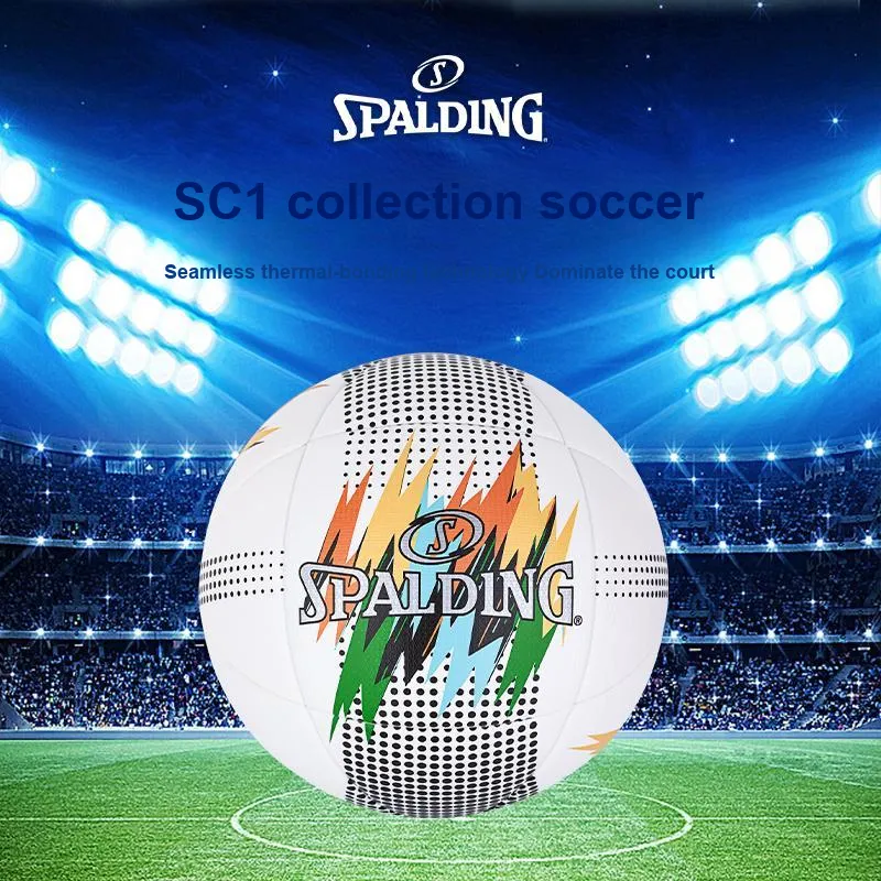 SPALDING Competition Balls Size 5 Soccer PU Seamless Thermal bonding Unisex White-2