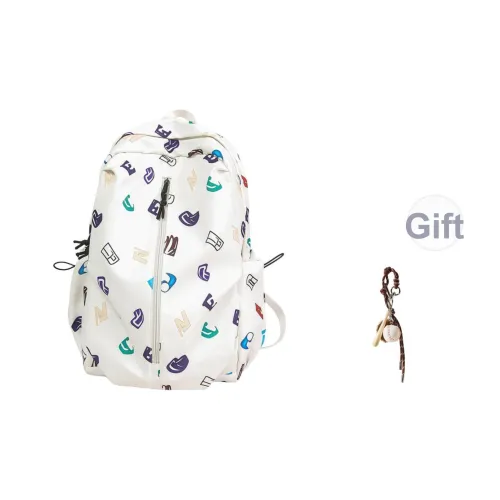 GOBLIN SHARKS 1759 Nylon Backpack Large Unisex White Black GOBLIN SHARKS 1759 Нейлоновый рюкзак большой унисекс белый черный