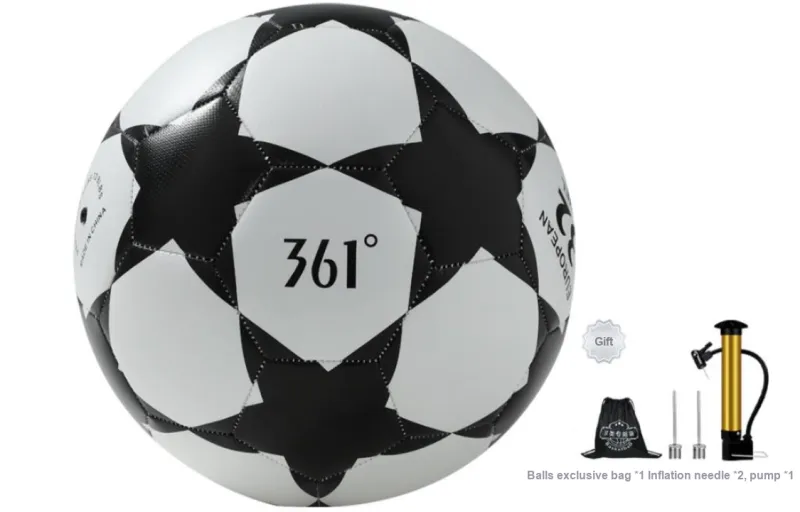 361° Size 5 Ball Soccer TPU Machine Stitched Soccer Ball Unisex Black White-0