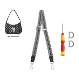 [Canvas]Black White Stripe Silver Buckle (76-115cm) Adjustable