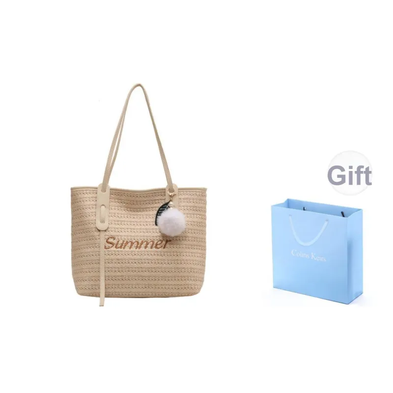 COLINS KEIRS Straw Woven Shoulder Bag Regular Women's Ecru-0