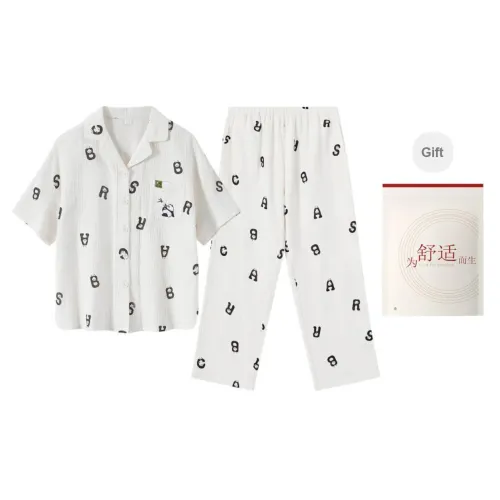 Red Beans At Home Pajama Set Women's Milkshake White