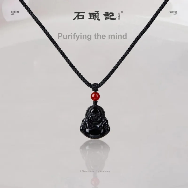 Stone Notes Obsidian Necklaces Unisex-1