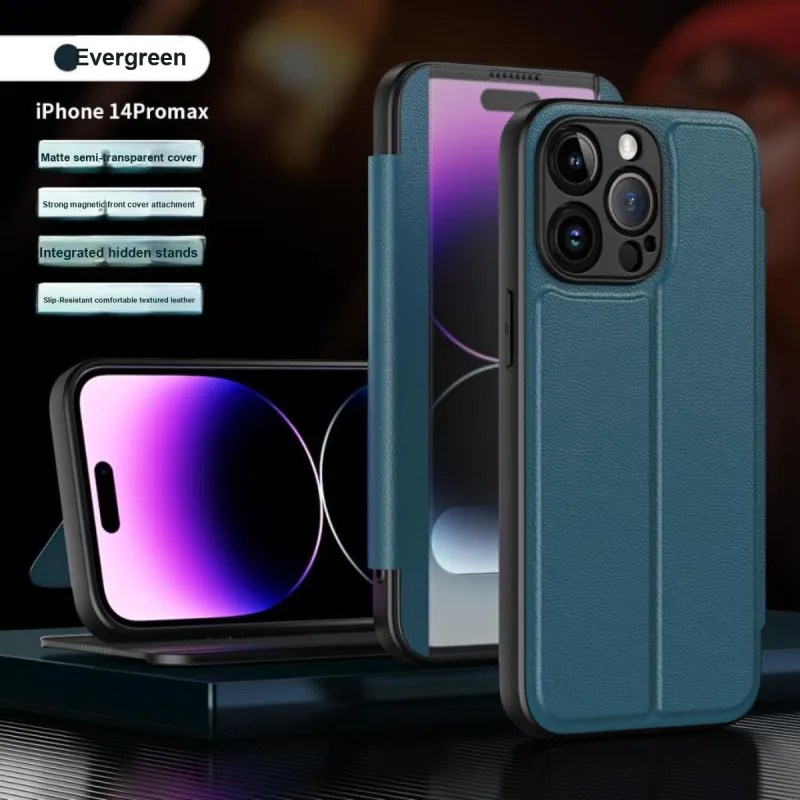 Record Star Leather Material Strong Magnetic Minimalism Phone Cases Compatibility IPhone16ProMa Business Formal-1