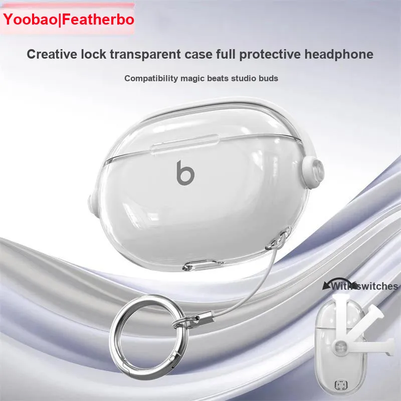 Yoobao Compatibility  P MOTIVE Beats Studio Buds TPU Transparent Lock Buds+Impact Resistant Headphone Cases-1