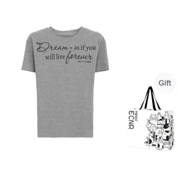 ECNR T Shirts Women's Gray Shopping Bag Included