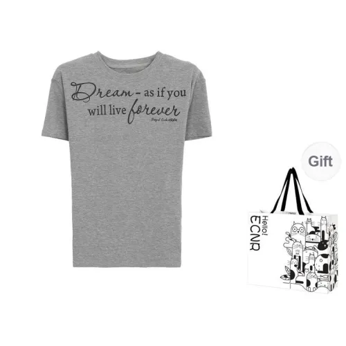 ECNR T Shirts Women's Gray Shopping Bag Included