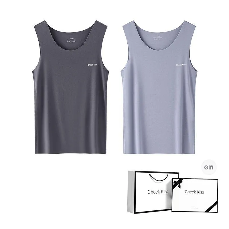 Cheekkiss Tank Top Men's Spring And Summer Solid Color Seamless Inner Base T Shirt For Men With Premium Gift Box Set-11