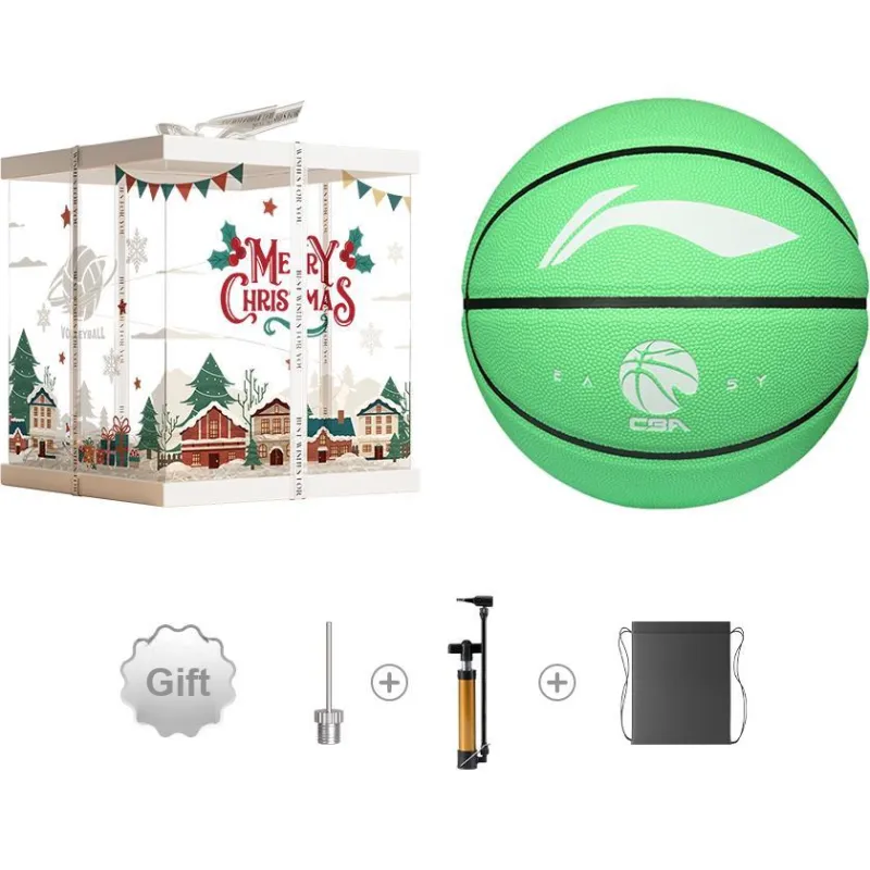 LiNing CBA Collection PU Basketball Green White Size 5 Size 7 Training Unisex-2