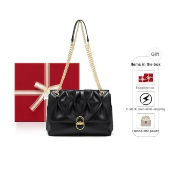CNOLES Cow Leather Crossbody Shoulder Bags Women's Black Moon