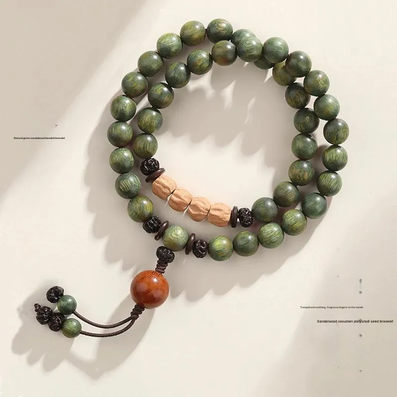 ZHOUDIWANG Green Sandalwood Bracelets Unisex-3