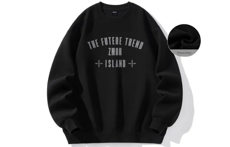 ZMOH Fleece Lined Crew Neck Sweatshirt Unisex Couple's-0