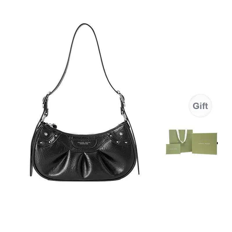 VANESSA HOGAN Cow Leather Handbag Shoulder Bag Crossbody Bag Medium Size Women's Black/Ecru-15
