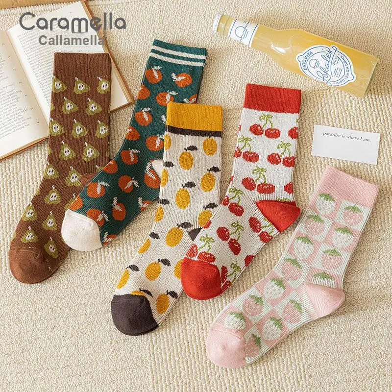 Caramella Mid Calf Socks Unisex 5 Pack Color Block-7