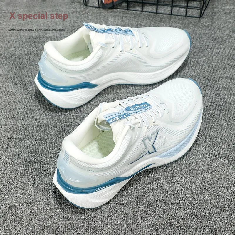 XTEP Cushioned Wear-Resistant Breathable Professional Running Shoes Men's Sail White/Evening Dusty Blue-10